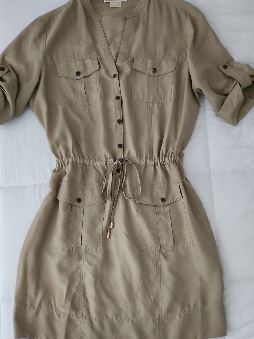 Michael Kors Olive-Tan Utility Shirt Dress